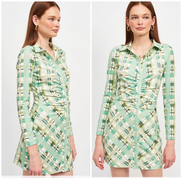 FEW LEFT❗️EMORY PARK Fitted Mixed Print Long Sleeves Dress - Picture 5 of 5